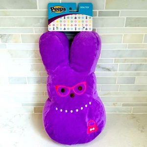 NWT PEEPS Easter Dog Toy Large 10” Purple Dressed Up Glasses Plush Bunny Squeak